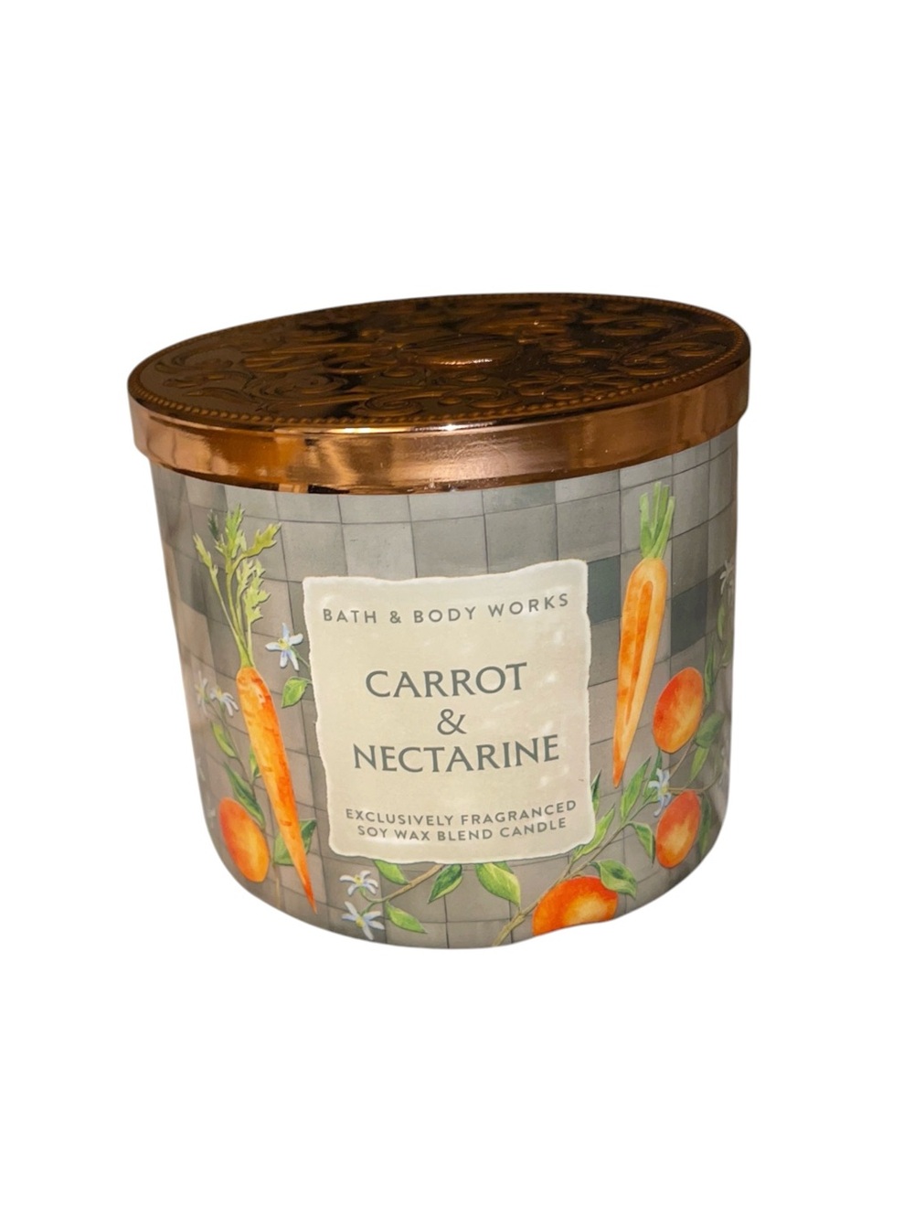 BATH & BODY WORKS CARROT & NECTARINE 3 WICK CANDLE